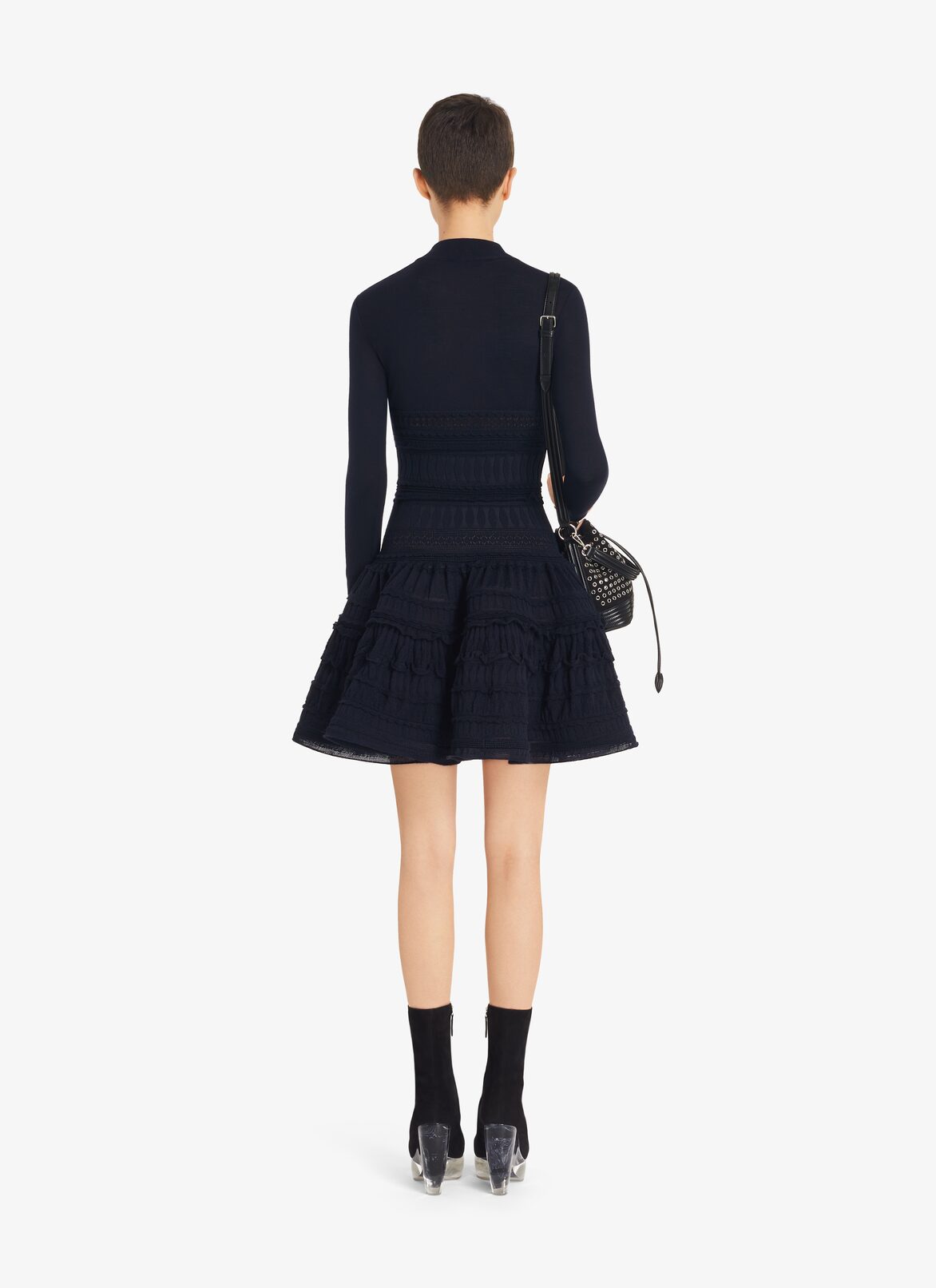 High-neck wool Crinoline dress ALAÏA MARINE HIGH-NECK WOOL CRINOLINE DRESS
